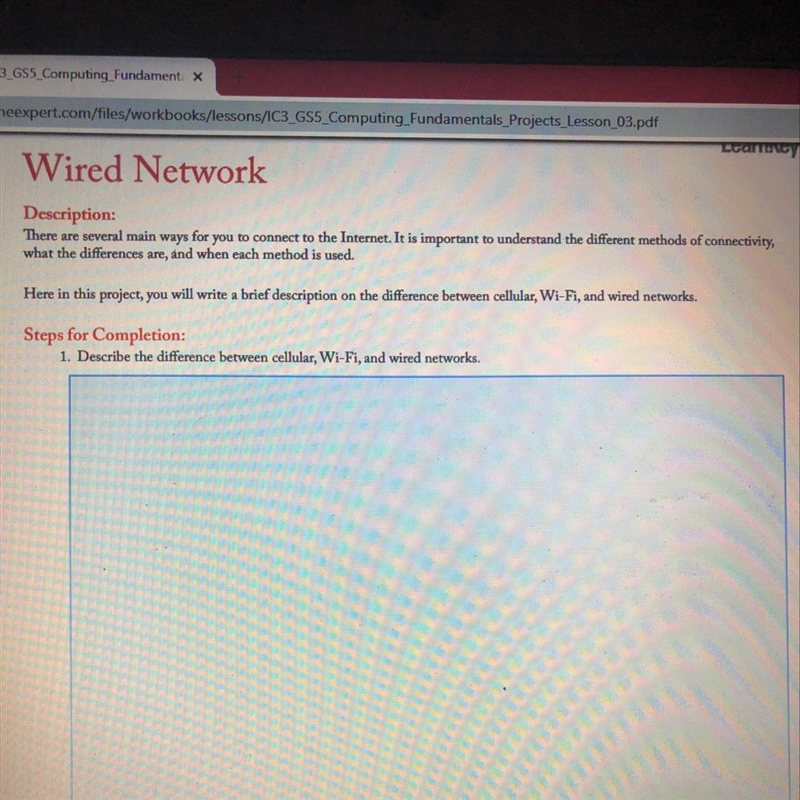 Describe the difference between cellular, wi-fi and wired networks.-example-1