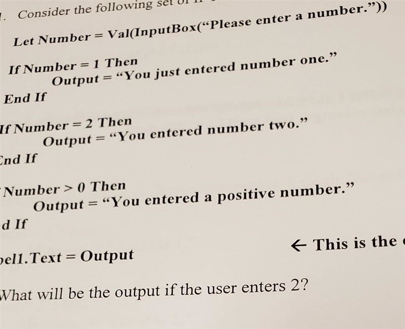 What will be the output if the user enters 2​-example-1