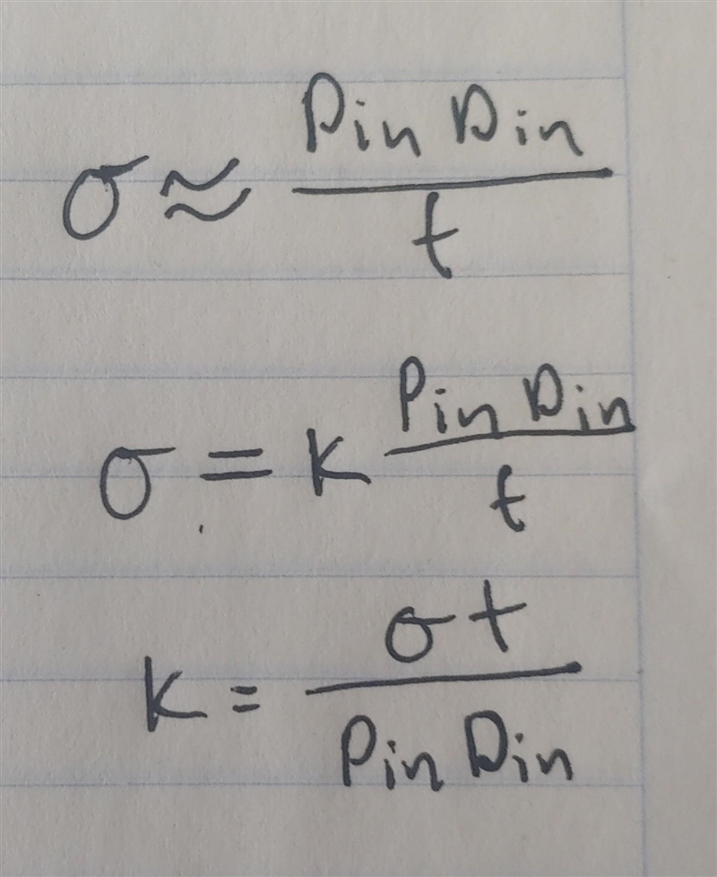 The stress in the material of a pipe subject to internal pressure varies jointly with-example-1