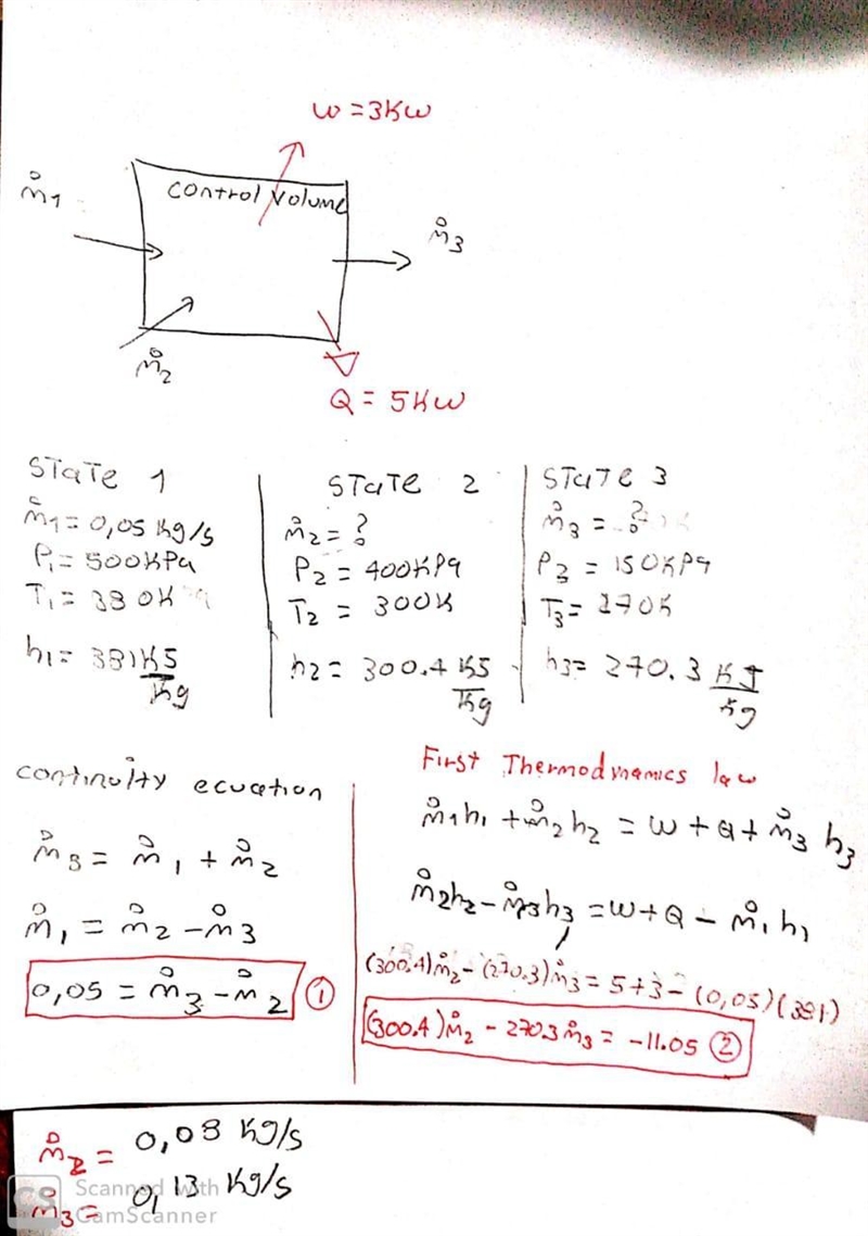 Two streams of air enter a control volume: stream 1 enters at a rate of 0.05 kg / s-example-1