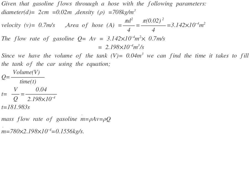 Gasoline flows through the 2 cm diameter hose in a gas station at a speed of 0.7 m-example-1