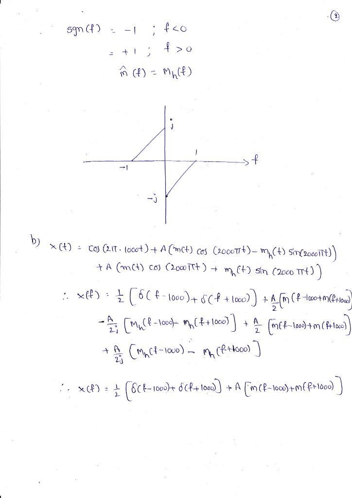 Letm(t) = sinc2(t) andmh(t) be its Hilbert transform. Denote the upper side band modulatedwaveform-example-2