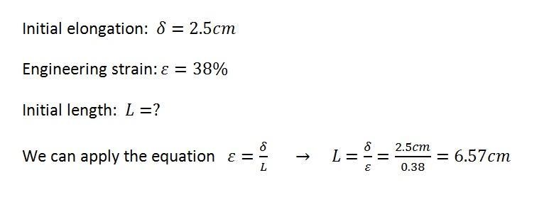 A cylindrical brass sample has an initial gauge length of 2.5cm and its engineering-example-1