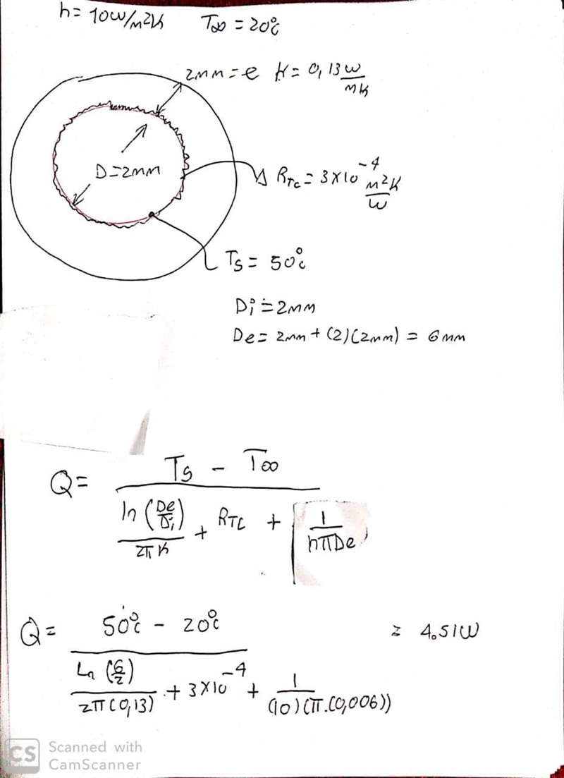 A 2-mm-diameter electrical wire is insulated by a 2-mm-thick rubberized sheath (k-example-1