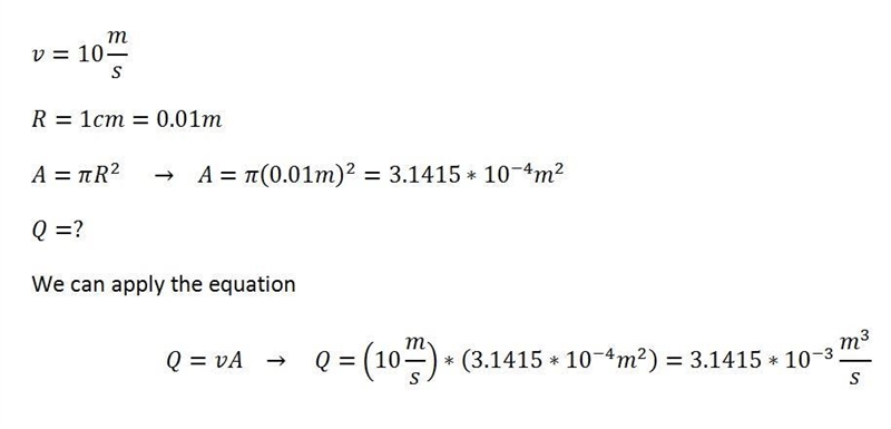 The average linear flow speed in an arterial stent is 10 ms^-1. The radius of the-example-1