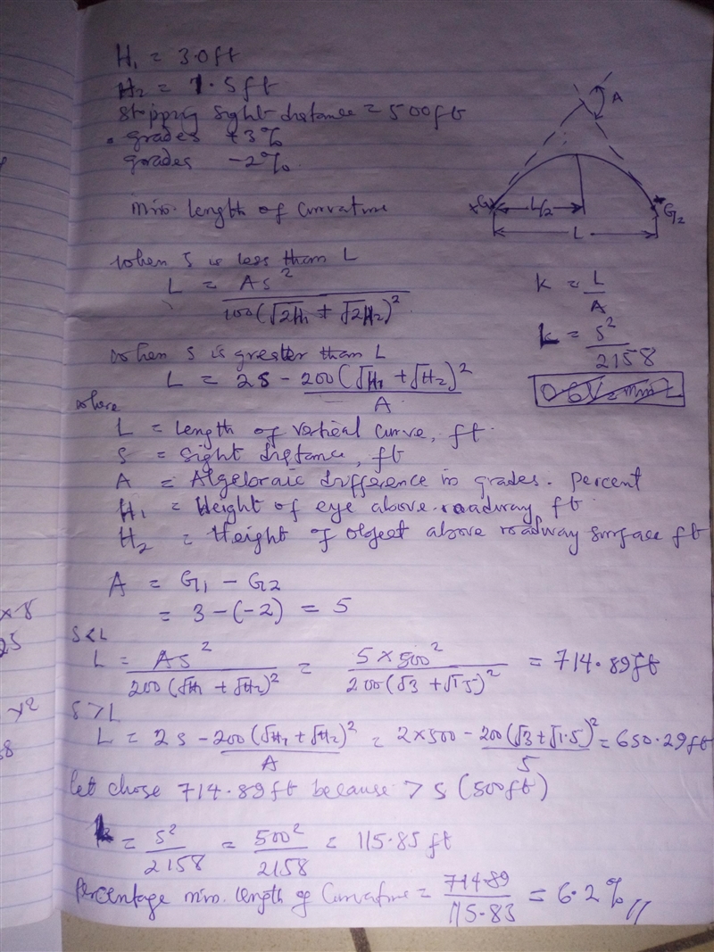 If new research showed that the standard heights for crest vertical curve design were-example-1