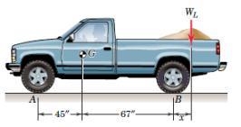 The indicated location of the center of gravity of the 3020-lb pickup truck is for-example-1