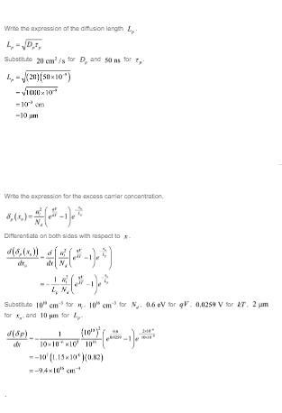 In a p + − njunction, the n side has a donor concentration of 1 × 1016 cm−3 . If ni-example-1