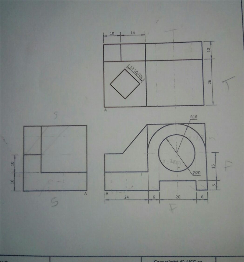 Can anyone please draw a free hand sketch of this drawing as in isometric projection-example-1