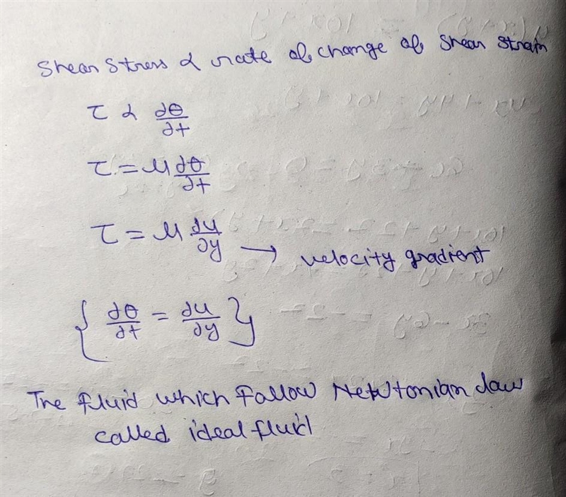 what are the characteristics of an ideal fluid the general relation between shear-example-1