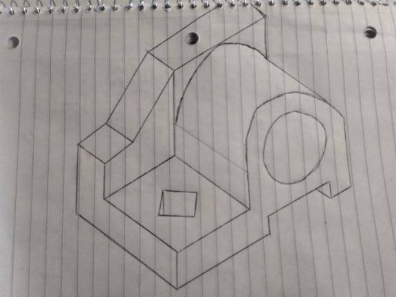 Can anyone please draw a free hand sketch of this drawing as in isometric projection-example-1