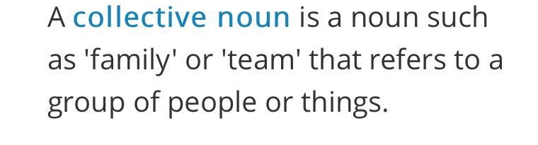 A collective noun names a group of more than one person,place, or thing True or faults-example-1