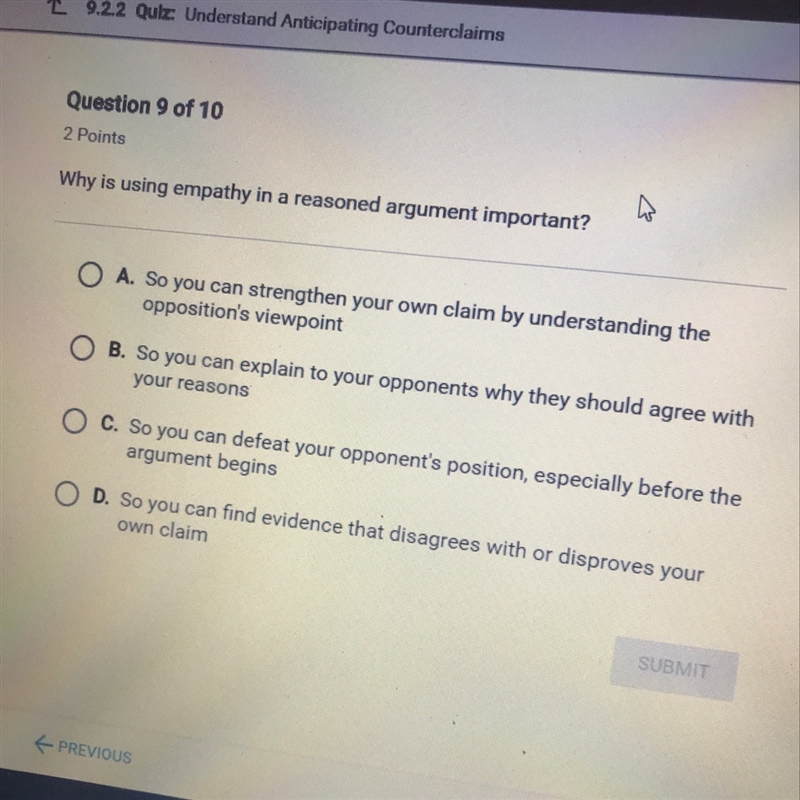 What is using empathy in a reasoned argument important ?-example-1