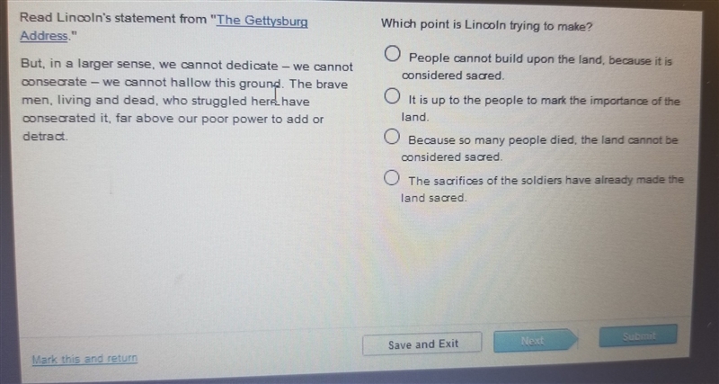 *HELP FAST* which point is lincoln trying to make​-example-1