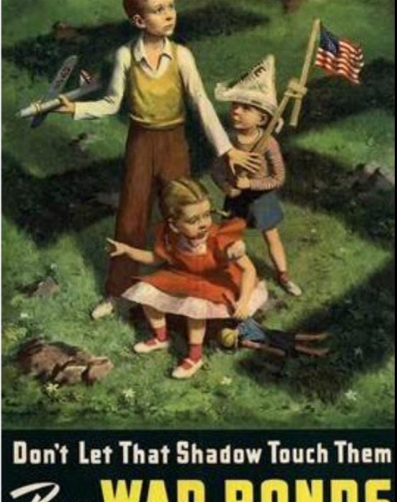 Study the poster created during World War II. What was the purpose of this poster-example-1