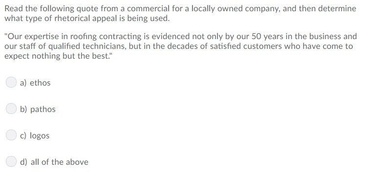 *Need help!* Read the following quote from a commercial for a locally owned company-example-1