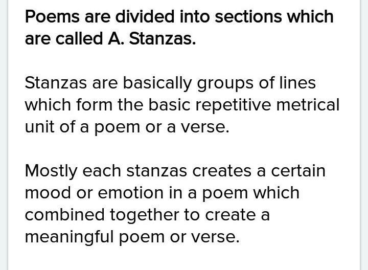 Poems are divided into sections called-example-1