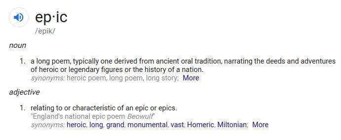 What is an epic? a story concerned with a particular place or person, often based-example-1