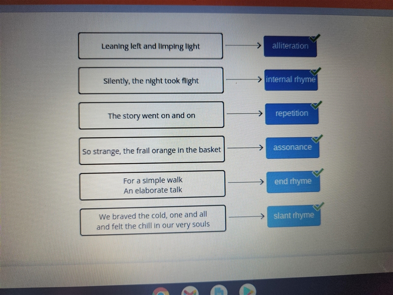 15 POINTS!!!!! Match each poetry excerpt to the sound effect used in it. (alliteration-example-1