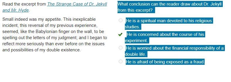 Read the excerpt from The Strange Case of Dr. Jekyll and Mr. Hyde. Small indeed was-example-1