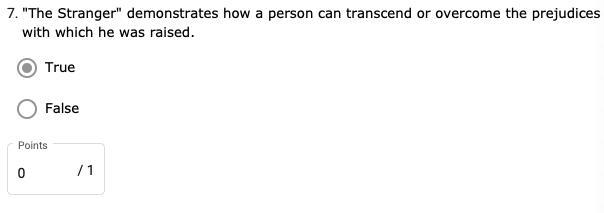 "The Stranger" demonstrates how a person can transcend or overcome the prejudices-example-1