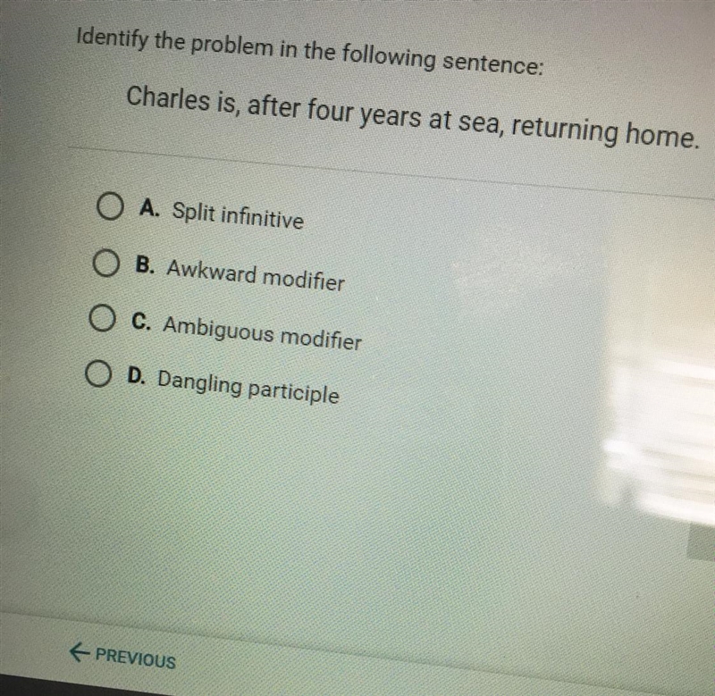 Identify the problem in the following sentence-example-1