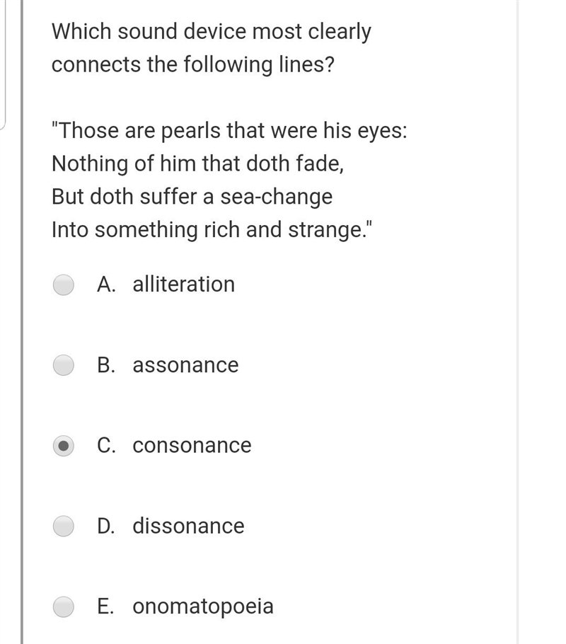 Which sound device most clearly connect the lines? I think it's consonance however-example-1