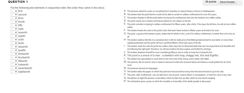 Put the following plot elements in sequential order (the order they came in the story-example-1