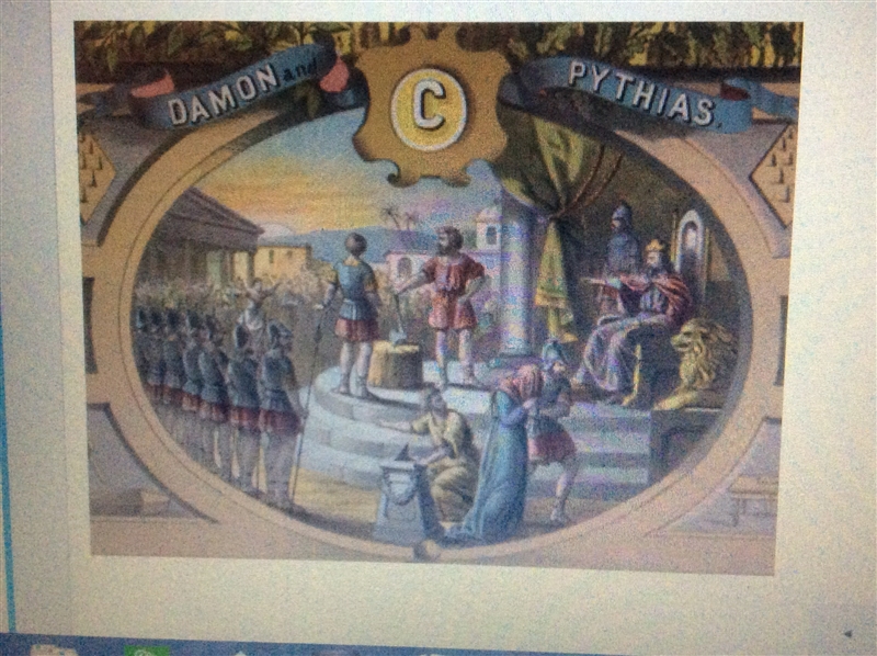 Please help!! ( Story: Damon and Dionysius ) How does the text represent Dionysius-example-1