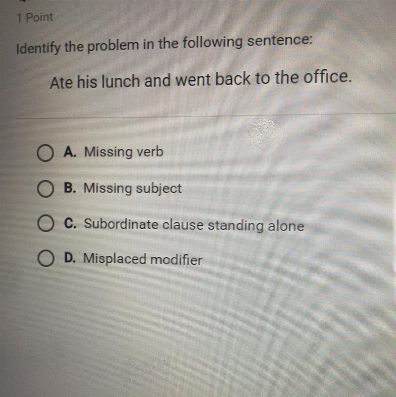 Identify the problem in the following sentence-example-1