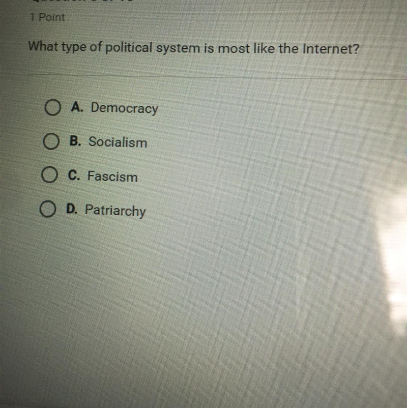 What type of political system is most like the internet?-example-1