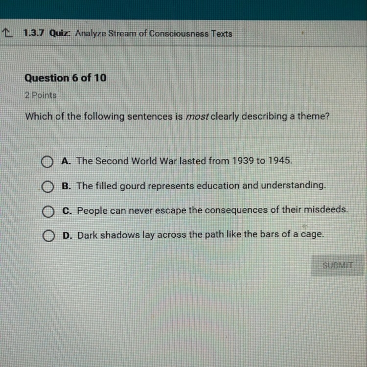 Which of the following sentences is most clearly describing a theme-example-1