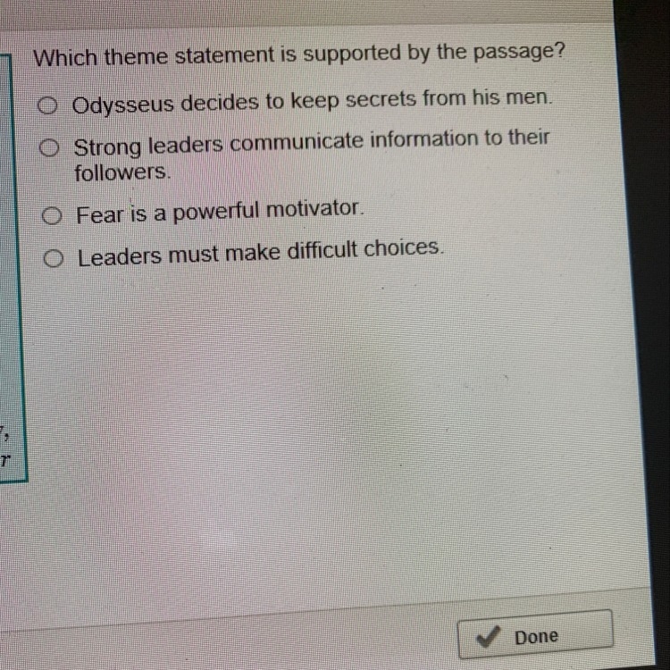 Which theme statement is supposed by the passage?-example-1