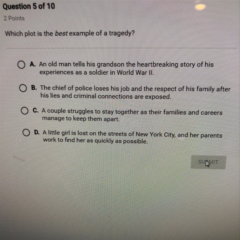 Which plot is the best example of a tragedy?-example-1