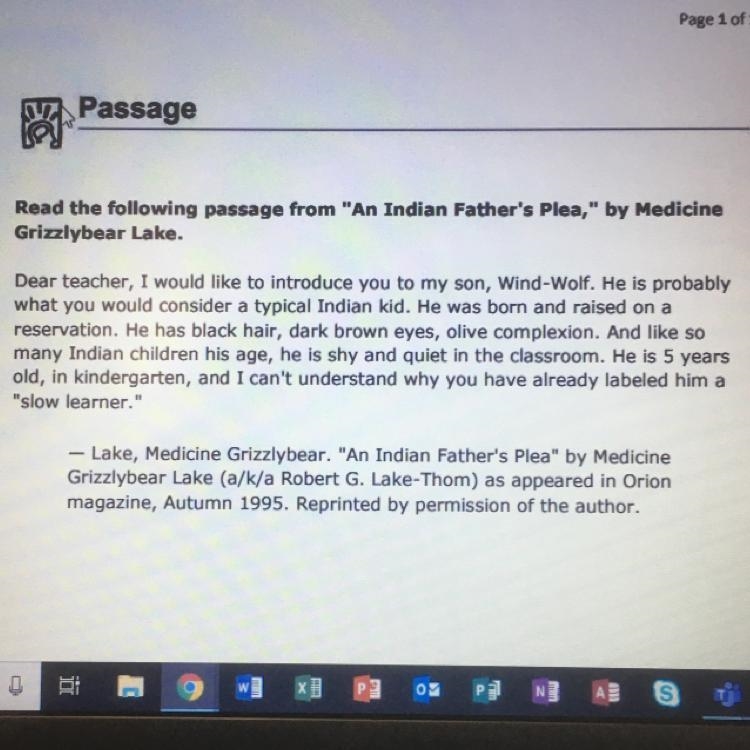 Please help!! Click to read the passage from "An Indian Father's Plea," by-example-1