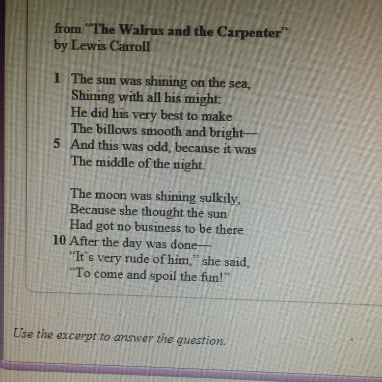 Which of the following lines from the poem is an example of personification-example-1