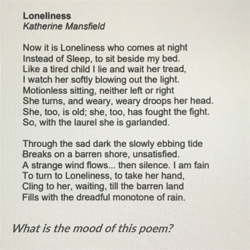 What is the mood of this poem? A. Excited B. Sweet C. Gloomy-example-1