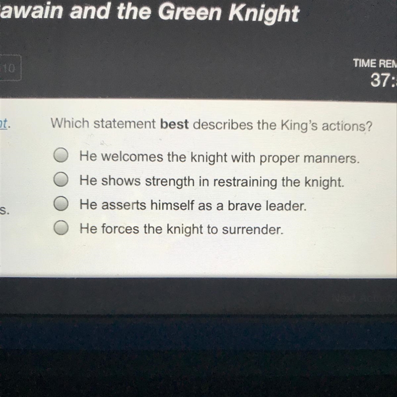 Which statement best describes the king’s actions?-example-1