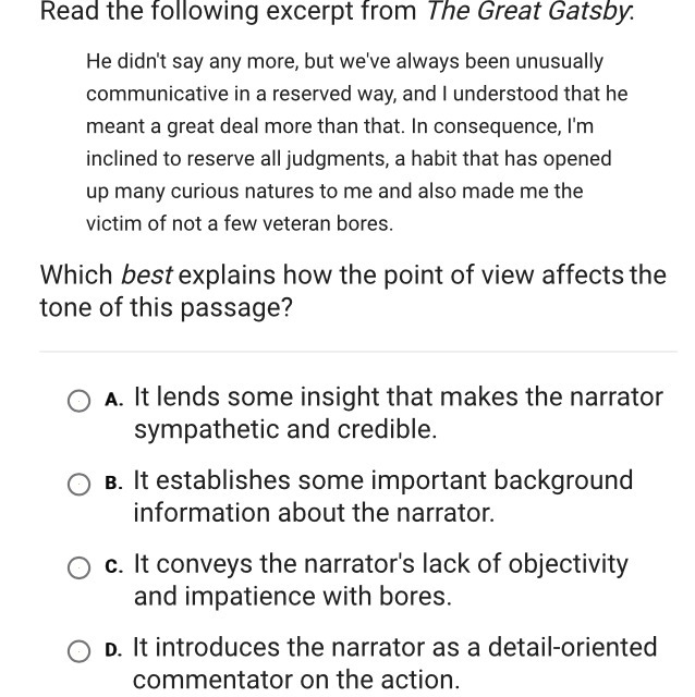 Read the following excerpt from the great gatsby-example-1