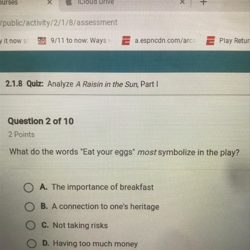 What do the words “Eat your eggs” most symbolize in the play?-example-1