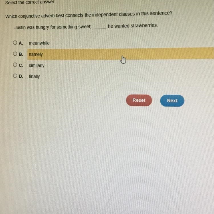 Which conjunctive adverb best connects the independent clauses in this sentence-example-1