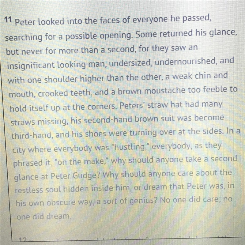 Which is the BEST thesis statement for paragraph 11? No one is giving Peter Gudge-example-1