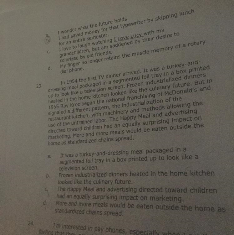 Can someone please help me with #23. Which of these sentences do not belong in the-example-1