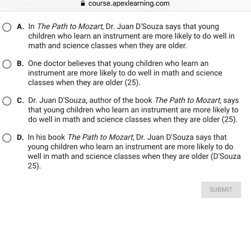 Which statement uses the correct MLA in text citation?-example-1