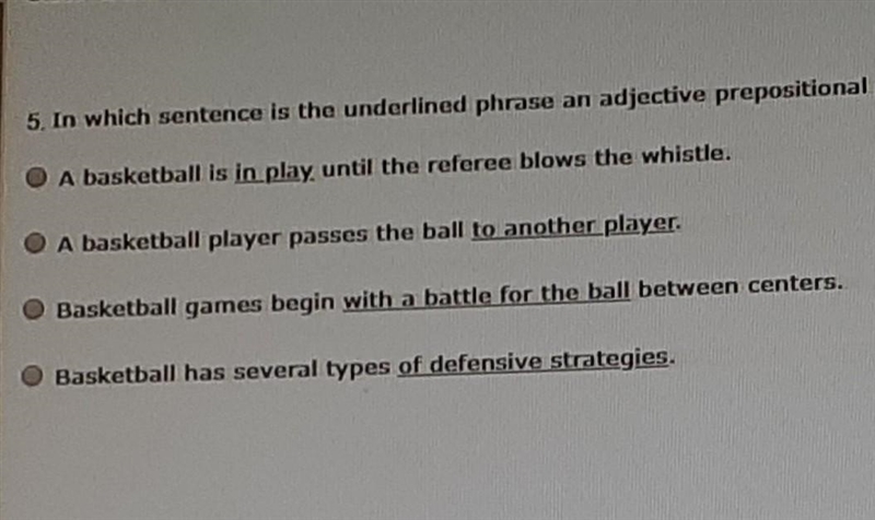 In the sentence is the underline phrase an adjective prepositional phrase ?​-example-1