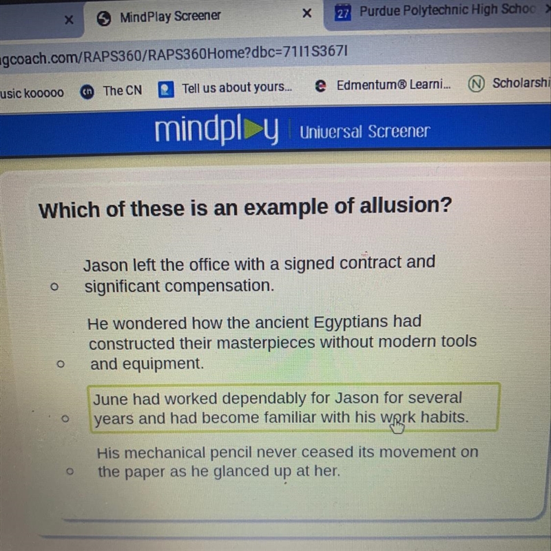 Which is these is an example of Allusion?-example-1