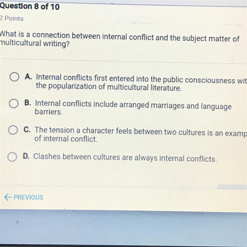 What is a connection between internal conflict and the subject matter of multicultural-example-1