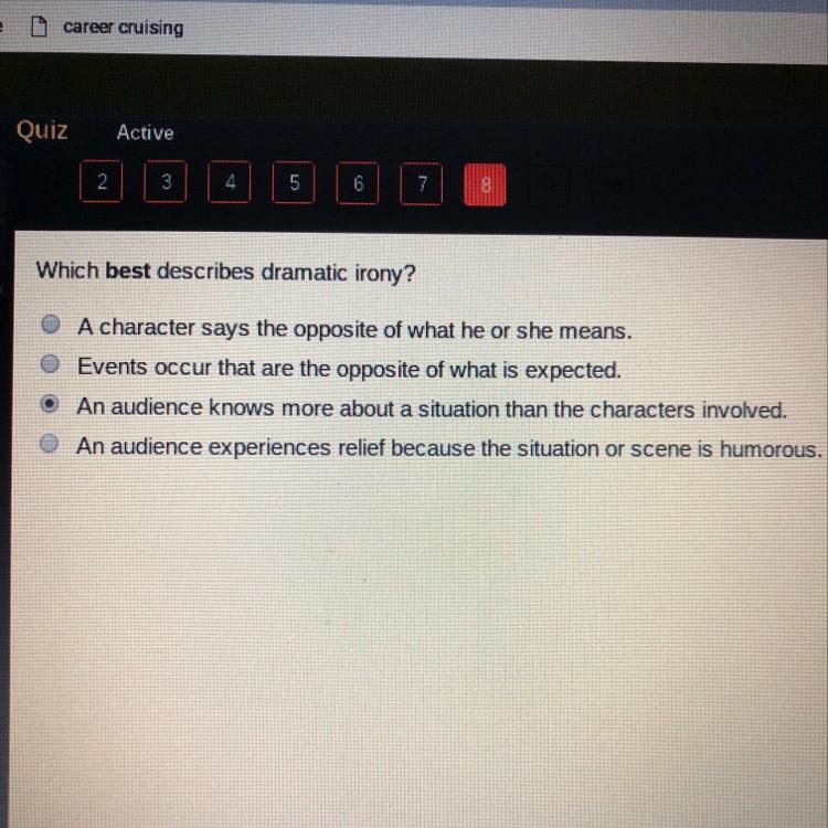 Which best describes dramatic irony-example-1