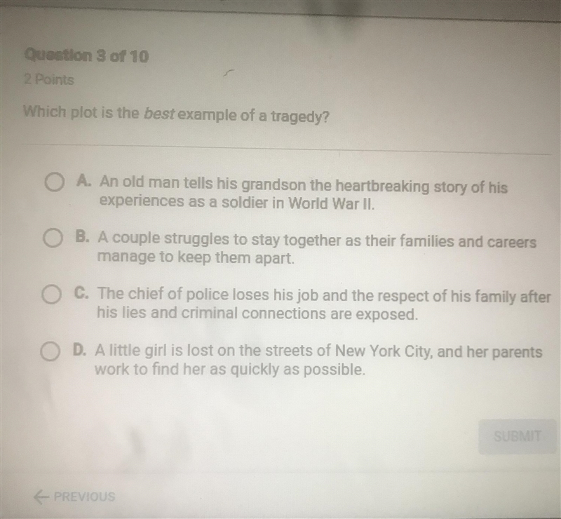 Which plot is the best example of a tragedy?-example-1