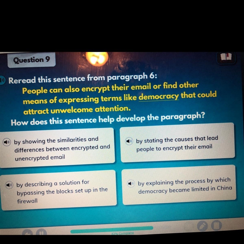 100 points Reread this sentence from paragraph 6: People can also encrypt their email-example-1